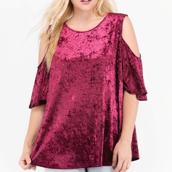 1x-3x New Plus Size Crush Velvet Swing Top - Picture 3 of 6